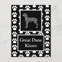 Great Dane Dog Baisers Silhouette Jaune&Grille Ble