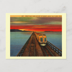 Carte Postale Great Salt Lake Train, Utah Vintage
