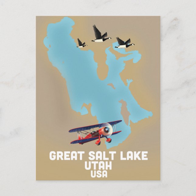 Carte Postale Great Salt Lake, Utah Travel poster (Devant)