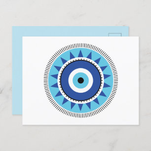 Carte Postale Grec Mal Eye Bleu