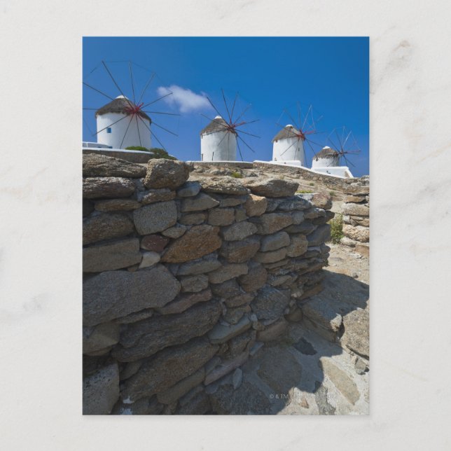 Carte Postale Grèce, îles Cyclades, Mykonos, Mur en pierre (Devant)