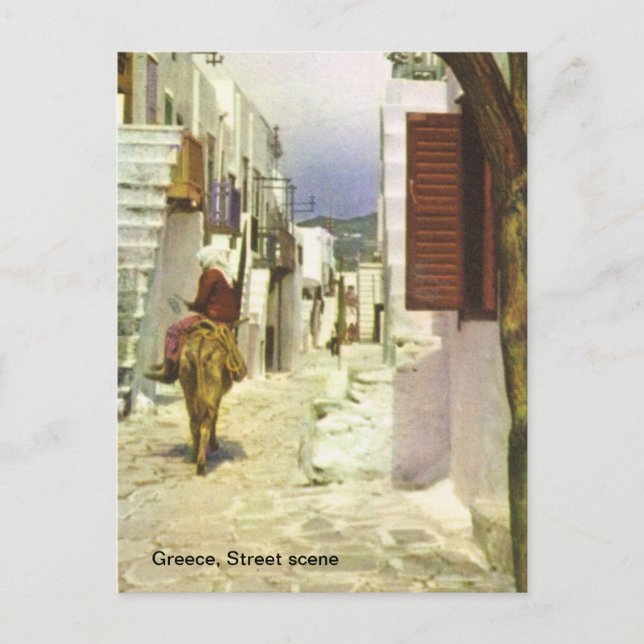 Carte Postale Grèce, Scène de rue (Devant)