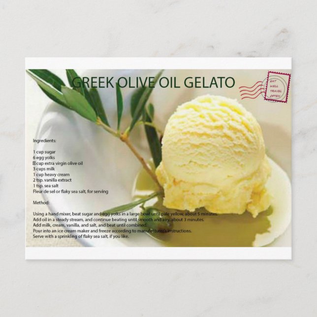 Carte postale GRECQUE de recette de Gelato d'huile (Devant)