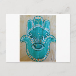 Carte Postale Green and Gold Hamsa