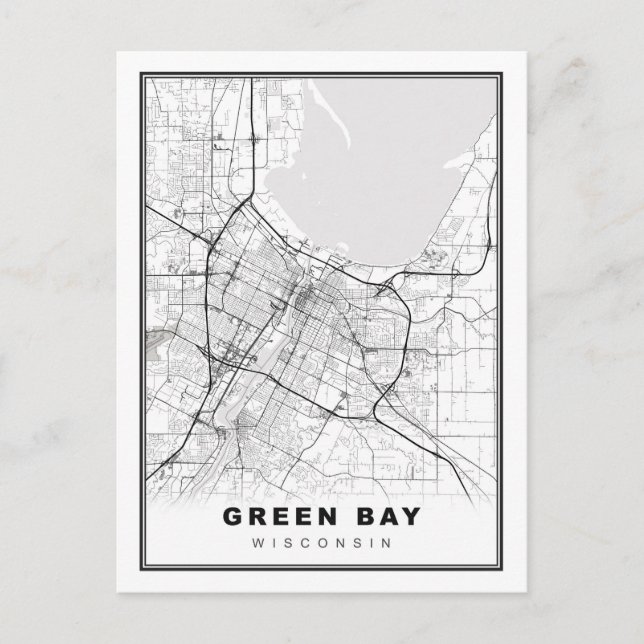 Carte Postale Green Bay Map (Devant)