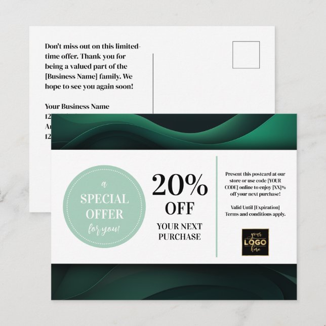 Carte postale Green Custom Coupon Rabais (Devant / Derrière)
