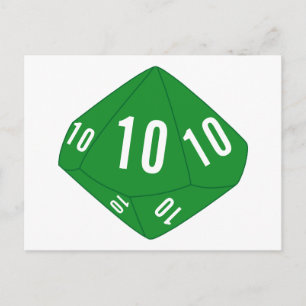 Carte postale Green D10 Dice Table Number