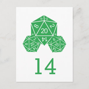 Carte postale Green D20 Dice Table Number