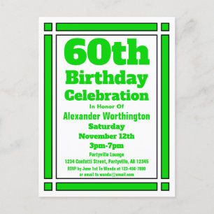 Carte postale Green Geometry 60th Birthday Invitat