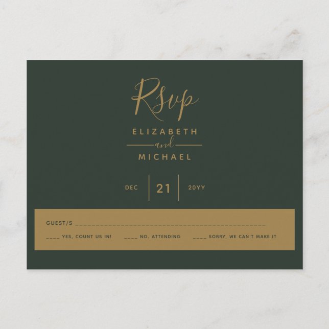 Carte Postale Green Gold RSVP (Devant)