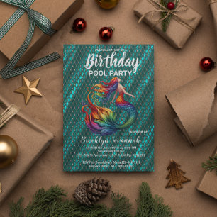 Carte Postale Green Gold Turquoise Mermaid Tail Party