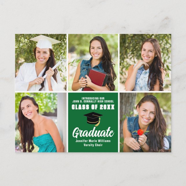 Carte Postale Green Graduate Photo Collage Moderne Graduation (Devant)