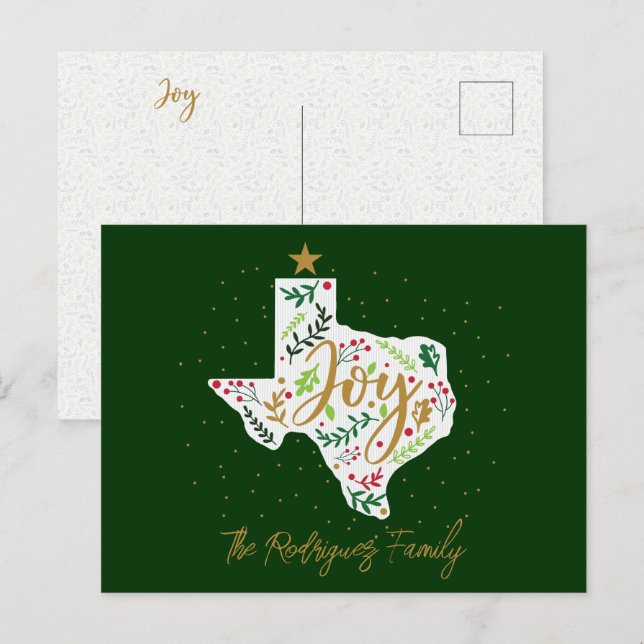Carte Postale Green Joy Feuilles de vacances Texas Shape (Devant / Derrière)
