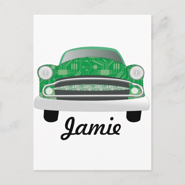 Carte Postale Green Mean Retro Voiture Boy's Birthday (Devant)