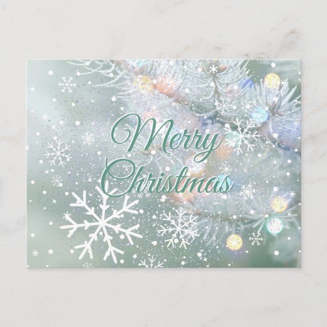 Carte Postale Green Merry Christmas Snowflakes (Devant)
