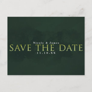 Carte Postale GREEN Modern Chic SAVE DATE Mariage Fiançailles