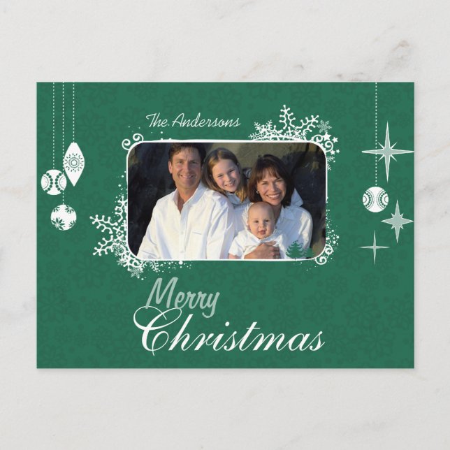 Carte postale Green Modern Christmas Family Photo (Devant)