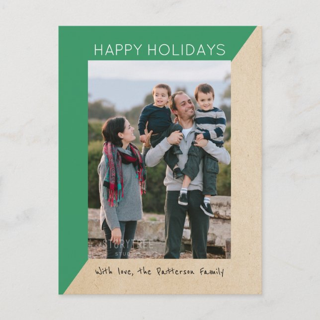 Carte postale Green Modern Slant Holiday (Devant)