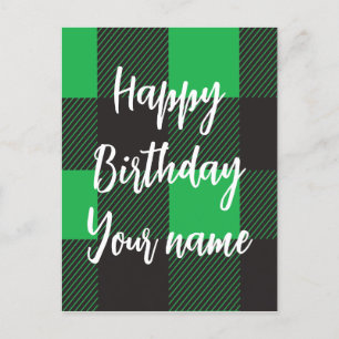Carte Postale Green Plaid Joyeux anniversaire