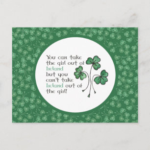 Carte postale Green Shamrock Irish Girl Quote