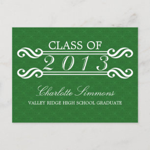 Carte postale Green Vintage Damask 2013 Grad Party