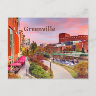 Carte Postale Greenville, Caroline du Sud, Fall Sunset, Centre-v