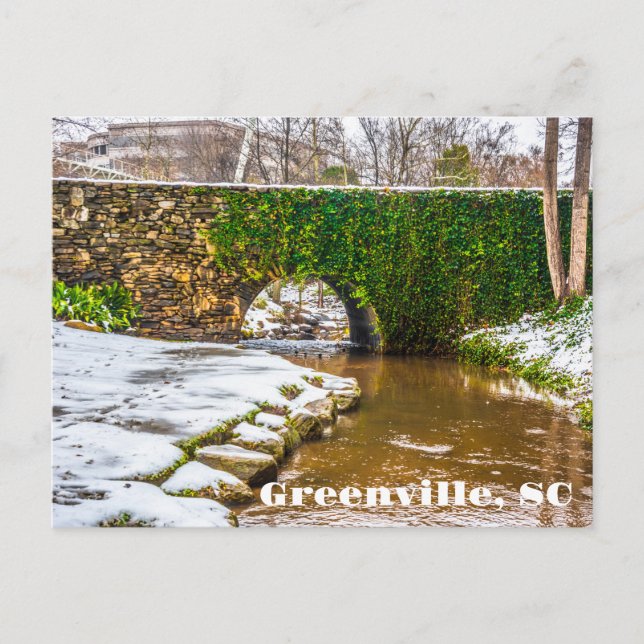 Carte Postale Greenville, Caroline du Sud Neige sur Reedy River (Devant)