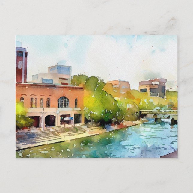 Carte Postale Greenville Caroline du Sud Peinture de couleur d'e (Devant)