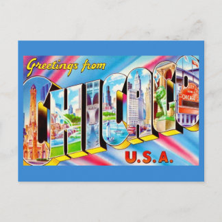 Carte Postale  Greetings from Chicago Crazy Colorful Postcard