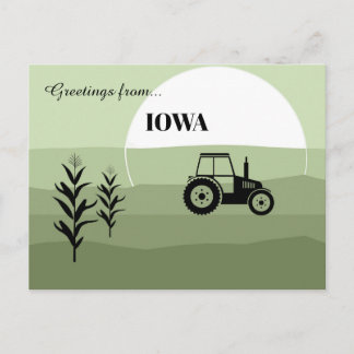 Carte Postale Greetings from Iowa State Lush Green Tones 