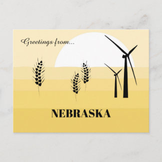 Carte Postale Greetings from Nebraska State Sunny Monochromatic 