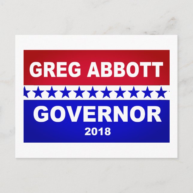 Carte Postale Greg Abbott Gouverneur du Texas 2018 (Devant)