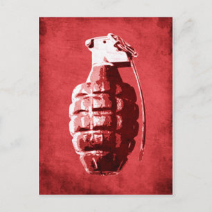 Carte Postale Grenade à la main sur rouge