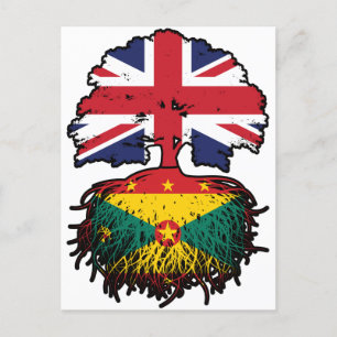 Carte Postale Grenade Grenade Royaume-Uni Drapeau des racines d'