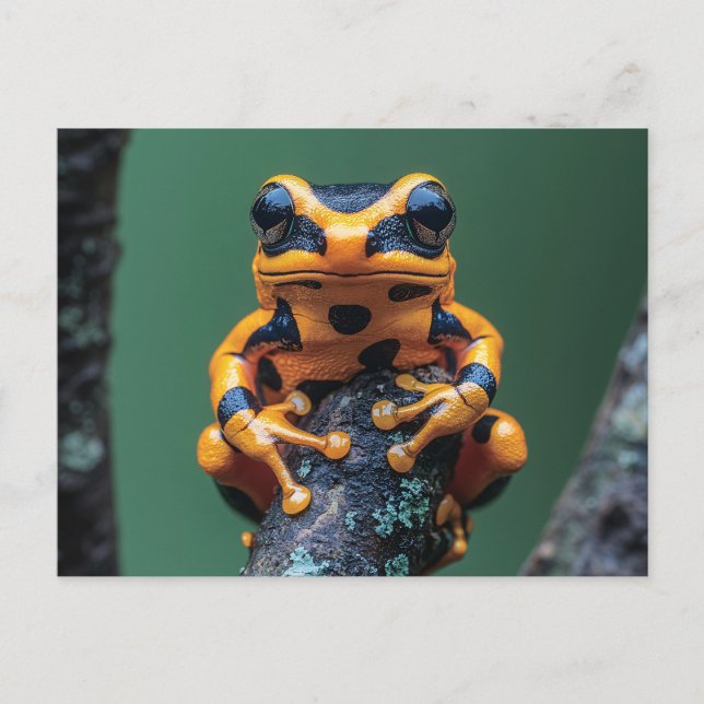 Carte Postale Grenouille à arbre jaune et noir (Devant)