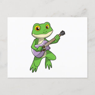 Carte Postale Grenouille à la musique avec guitare