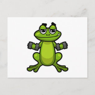 Carte Postale Grenouille à l'entraînement des biceps avec haltèr