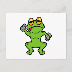 Carte Postale Grenouille à l'épaule s'entraînant avec des haltèr