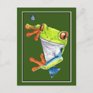 Carte postale Grenouille à oreilles rouges