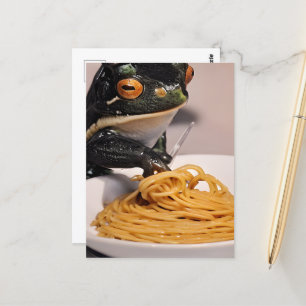 Carte Postale Grenouille adorable avec Spagetti