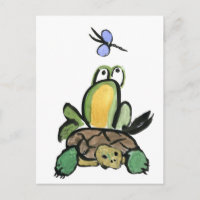 Grenouille attrape une balade sur tortue