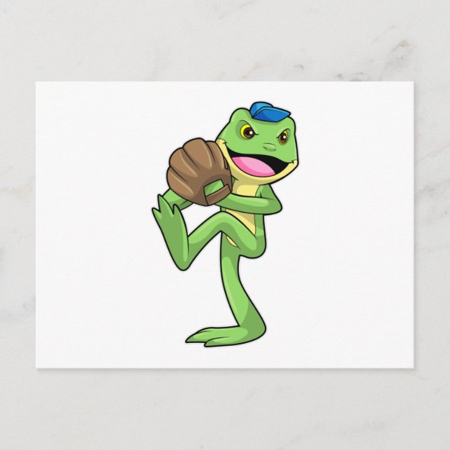 Carte Postale Grenouille au baseball avec des gants (Devant)
