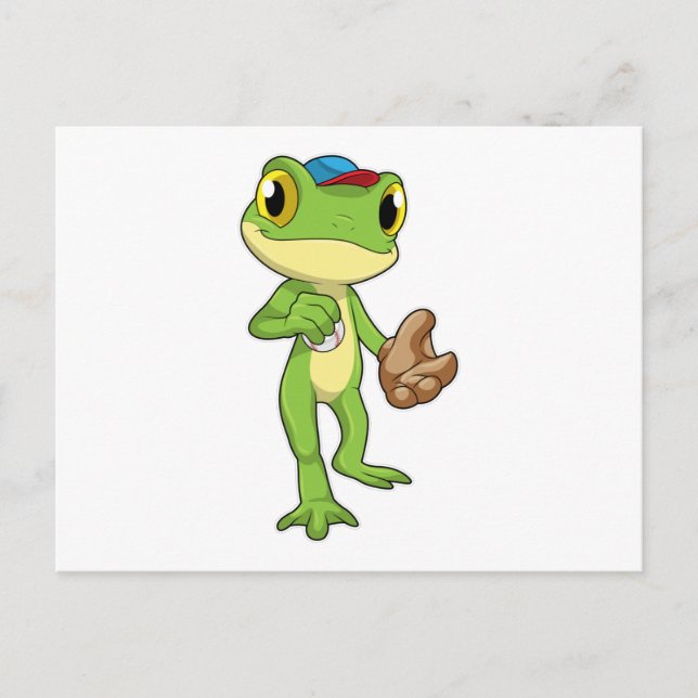 Carte Postale Grenouille au baseball avec gant de baseball (Devant)