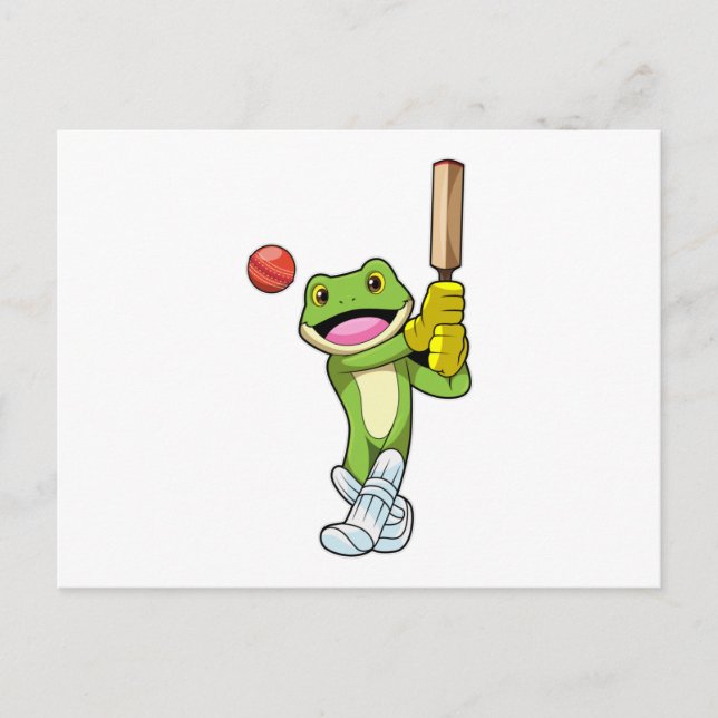 Carte Postale Grenouille au cricket avec batte de cricket (Devant)
