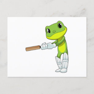 Carte Postale Grenouille au cricket avec chauve-souris de cricke
