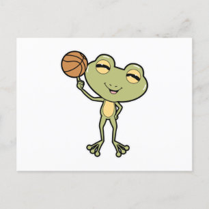 Carte Postale Grenouille au sport de basket-ball
