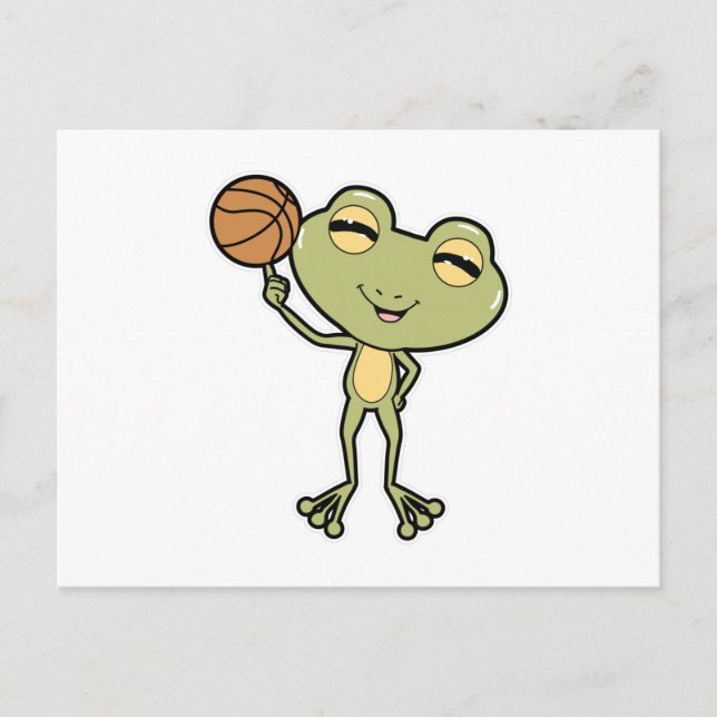 Carte Postale Grenouille au sport de basket-ball (Devant)