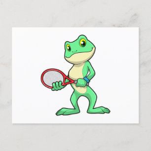Carte Postale Grenouille au tennis avec raquette de tennis
