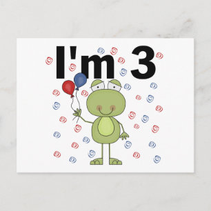Carte Postale Grenouille avec ballons 3e anniversaire