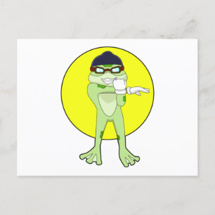 Carte Postale Grenouille avec lunettes de natation
